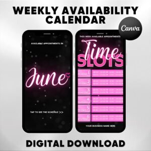 Weekly Availability Calendar Instagram Story Instagram Story Schedule