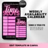 Weekly Availability Calendar Instagram Story Instagram Story Schedule