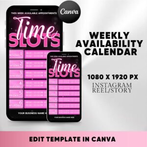 Weekly Availability Calendar Instagram Story Instagram Story Schedule