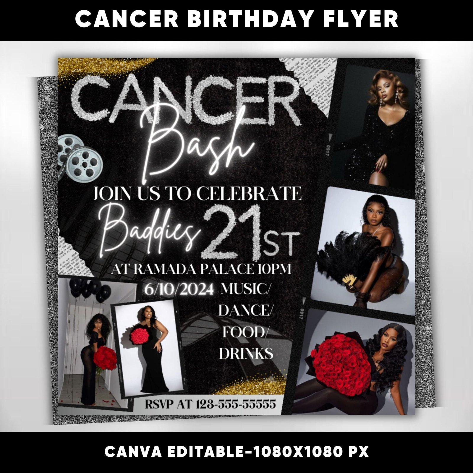 Cancer Birthday Flyer Birthday Template Birthday Girl Party