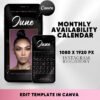 Monthly Availability Calendar Instagram Story Instagram Story Schedule