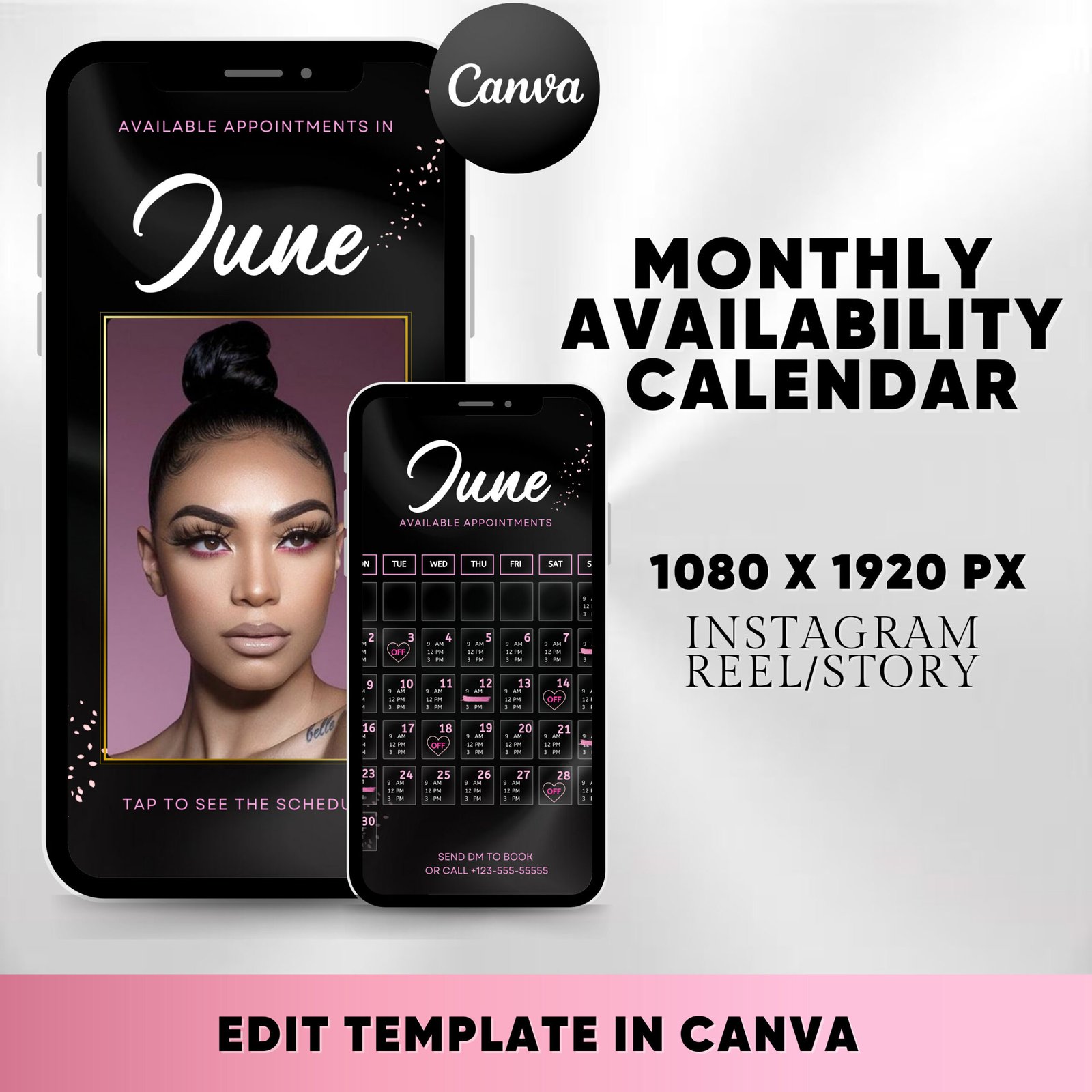 Monthly Availability Calendar Instagram Story Instagram Story Schedule