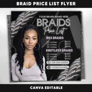 Braids Price List Flyer Hair Sylist Beauty Salon