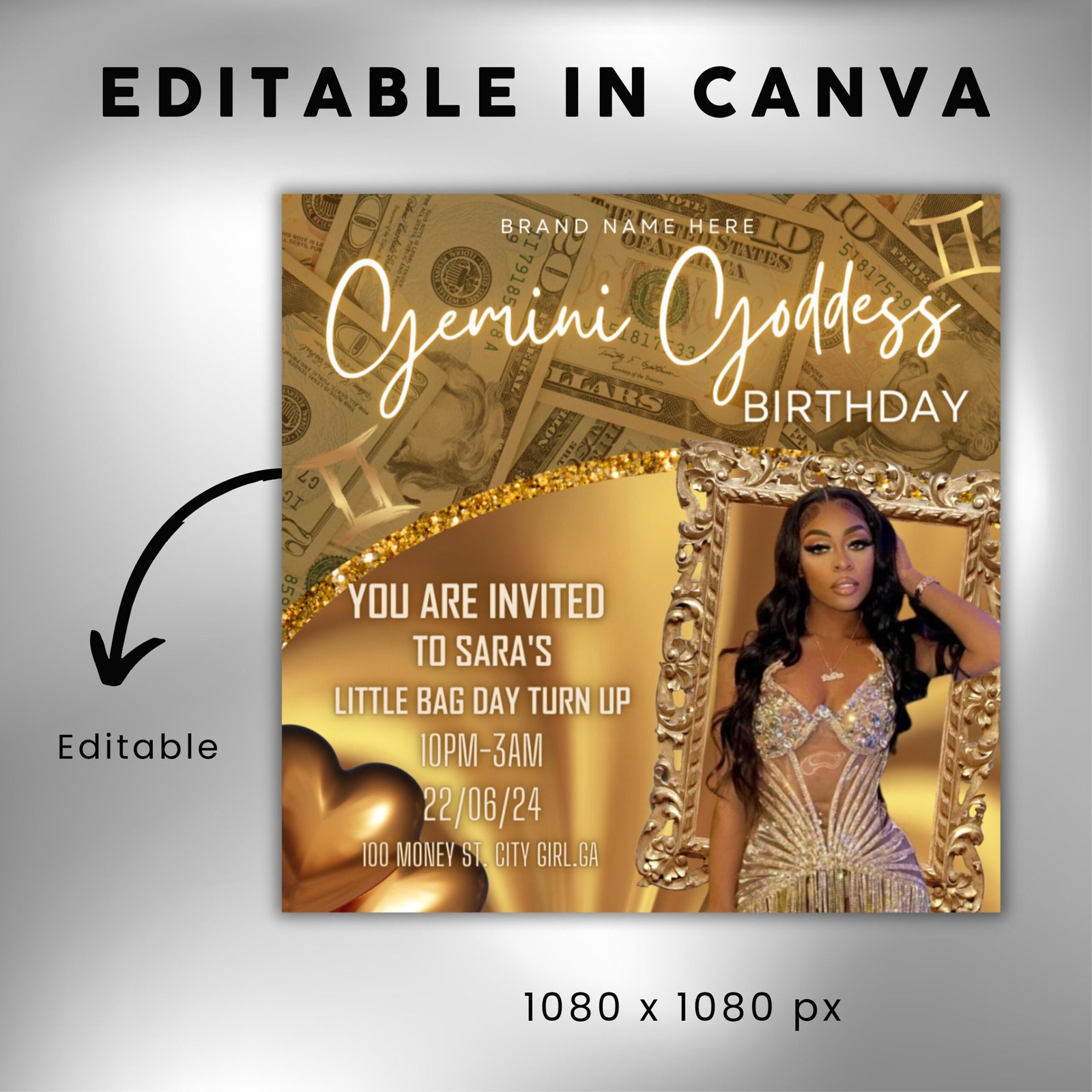 Gemini Birthday Flyer Gemini Birthday Invitation Birthday Event - Image 3