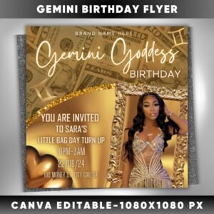 Gemini Birthday Flyer Gemini Birthday Invitation Birthday Event