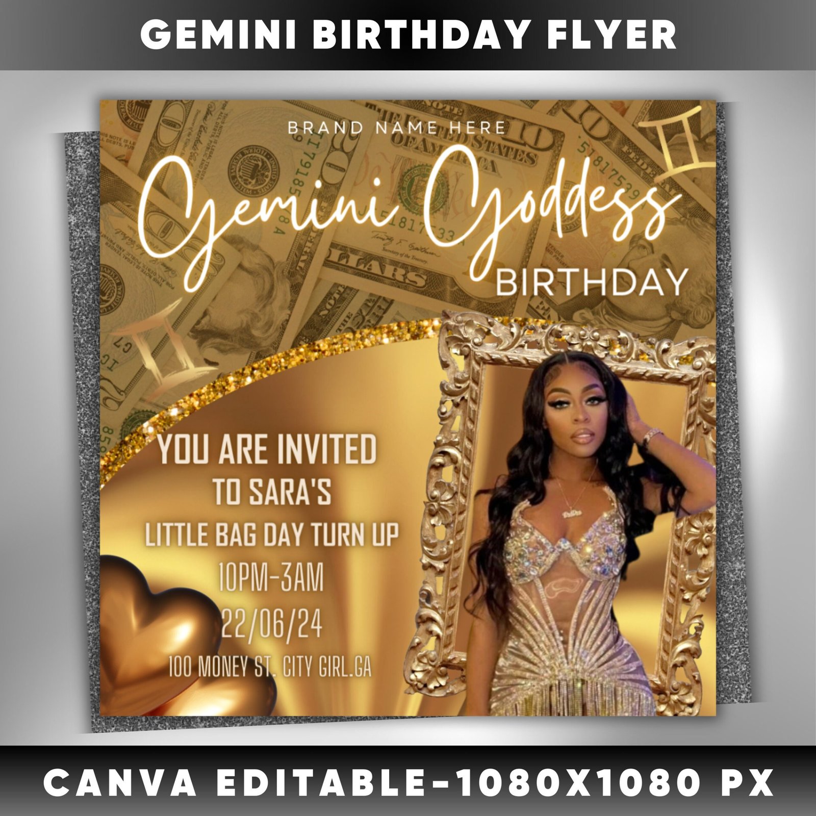 Gemini Birthday Flyer Gemini Birthday Invitation Birthday Event