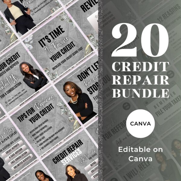 20 Credit Repair Credit Repair Bundle Instagram Templates
