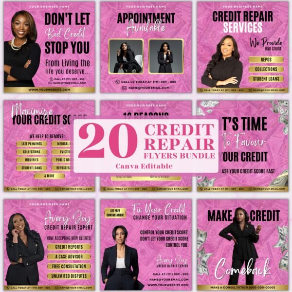 20 Credit Repair Credit Repair Bundle Instagram Templates