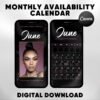 Monthly Availability Calendar Instagram Story Instagram Story Schedule