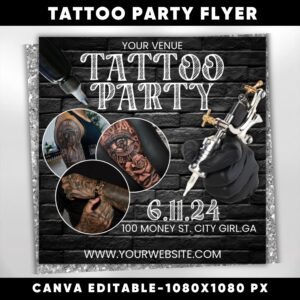 Tattoo Party Flyer Tattoo Artist Tattoo Party Invitation