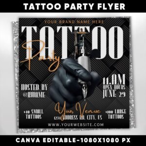 Tattoo Party Flyer Tattoo Artist Tattoo Party Invitation