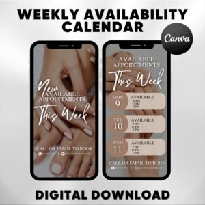 Weekly Availability Calendar Instagram Story Instagram Story Schedule