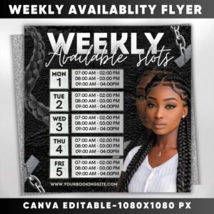 Weekly Availability Time Slots Flyer Weekly Availability Calendar