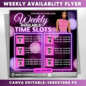 Weekly Availability Time Slots Flyer Weekly Availability Calendar