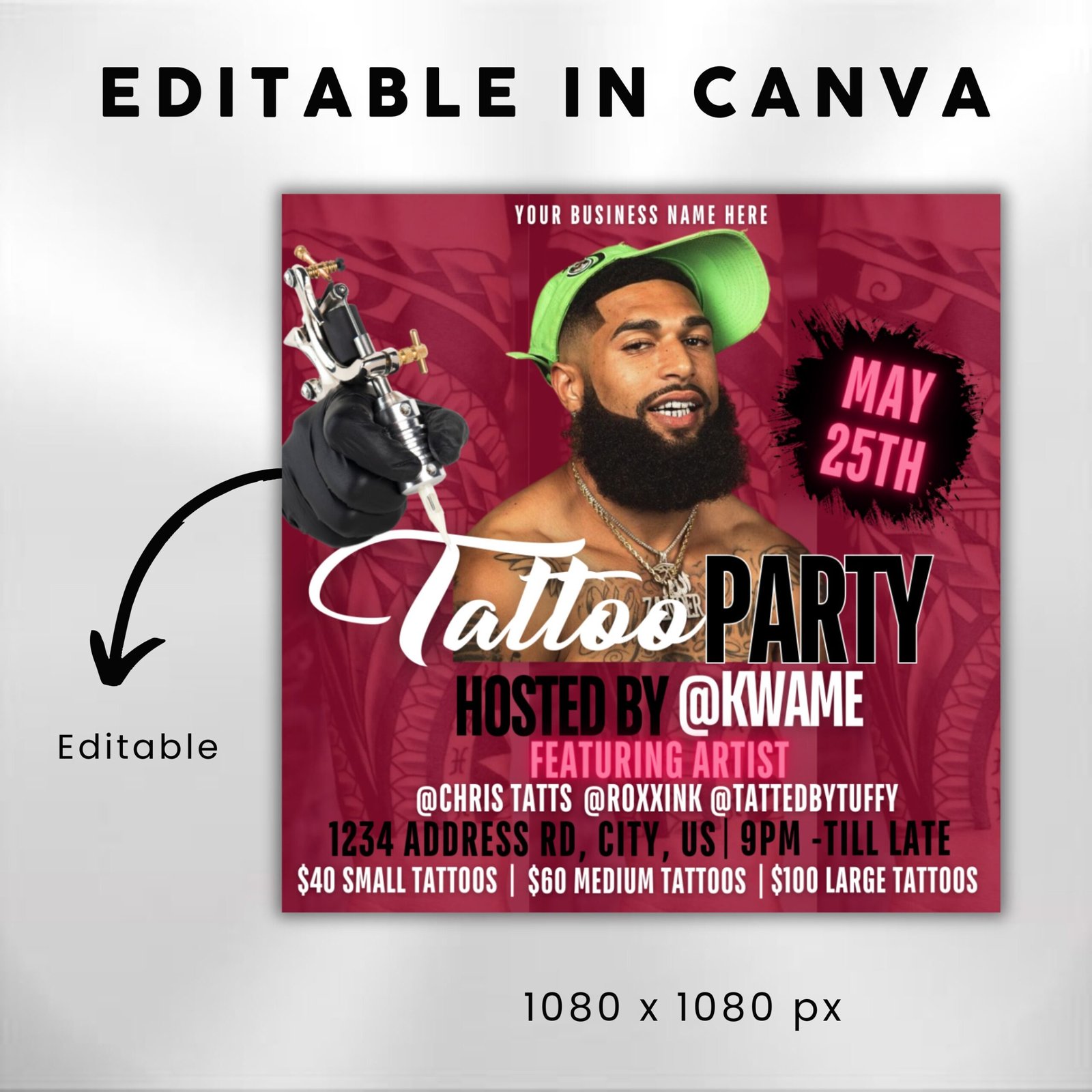 Tattoo Party Flyer Tattoo Artist Tattoo Party Invitation - Image 3