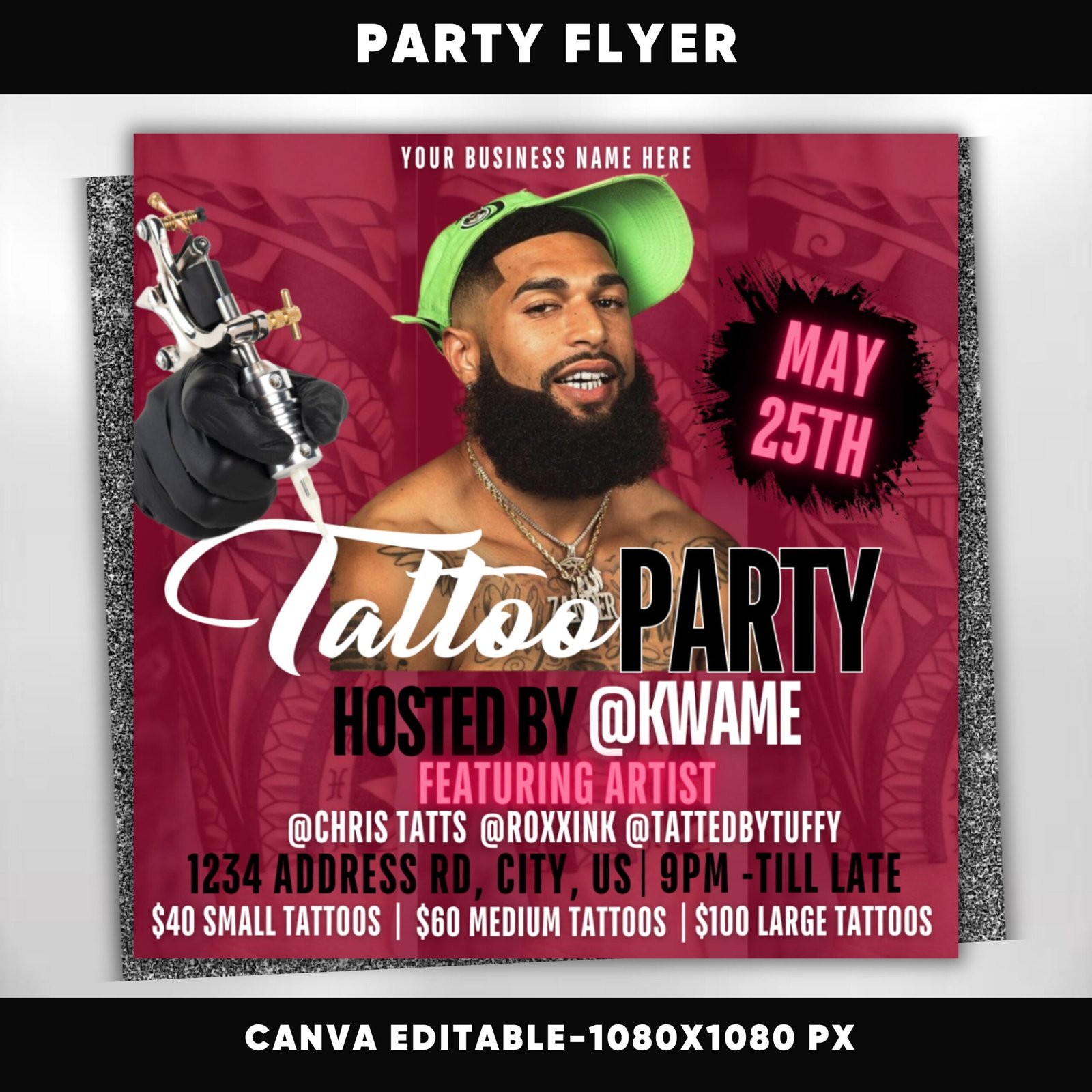 Tattoo Party Flyer Tattoo Artist Tattoo Party Invitation