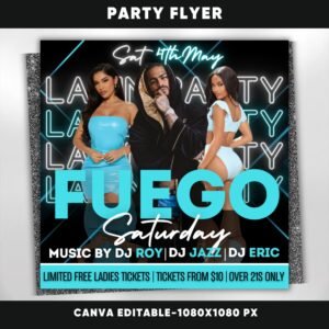 Party Flyer Template Summer Flyer Latin Flyer Design