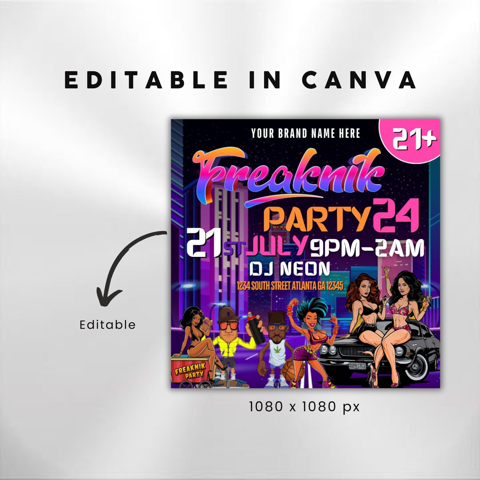 Freaknik Party Flyer 90's Cookout Flyer Nightclub Flyer - Image 3