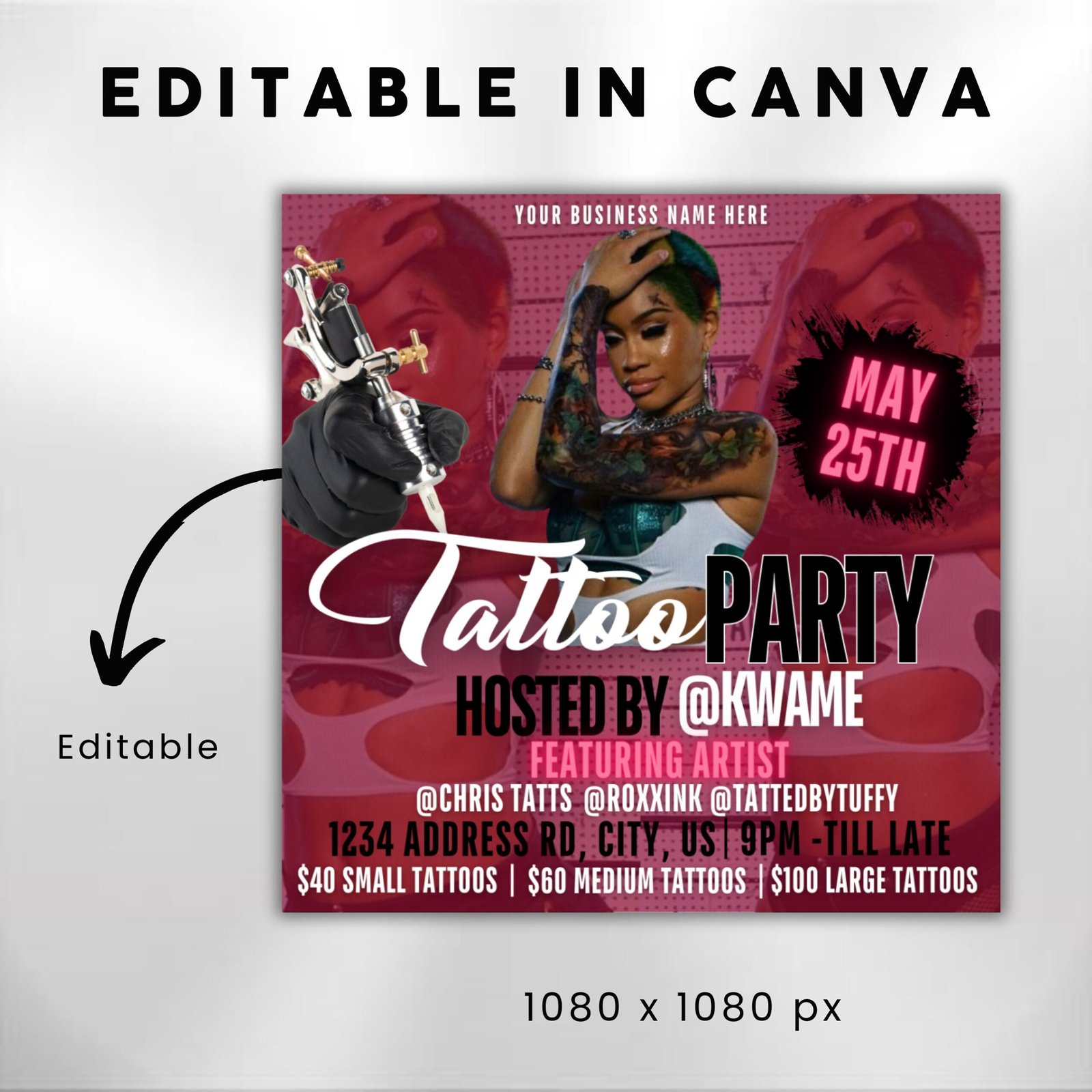 Tattoo Party Flyer Tattoo Artist Tattoo Party Invitation - Image 3
