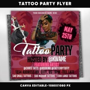 Tattoo Party Flyer Tattoo Artist Tattoo Party Invitation