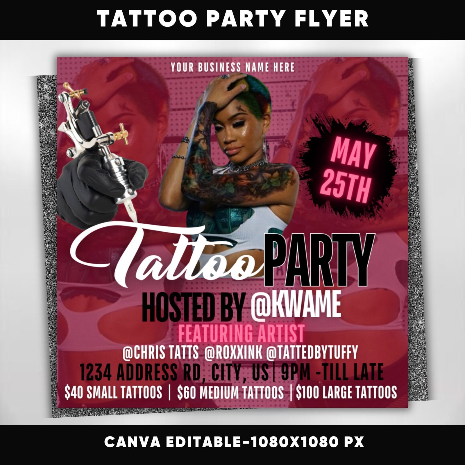 Tattoo Party Flyer Tattoo Artist Tattoo Party Invitation