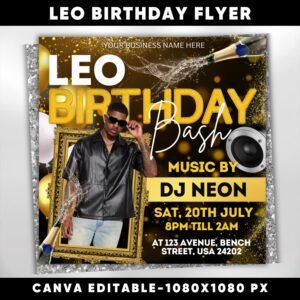 Leo Birthday Flyer Leo Party Invite Birthday Girl