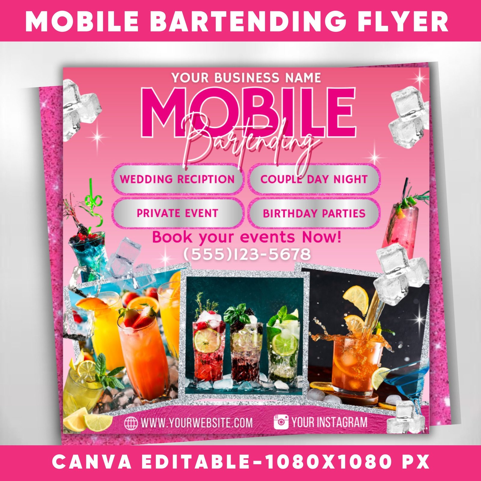Mobile Bartending Flyer DIY Mixologist Bartender Drink Services