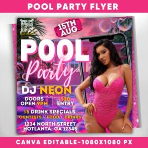 Pool Party Flyer Summer Party Flyer Summer Beach