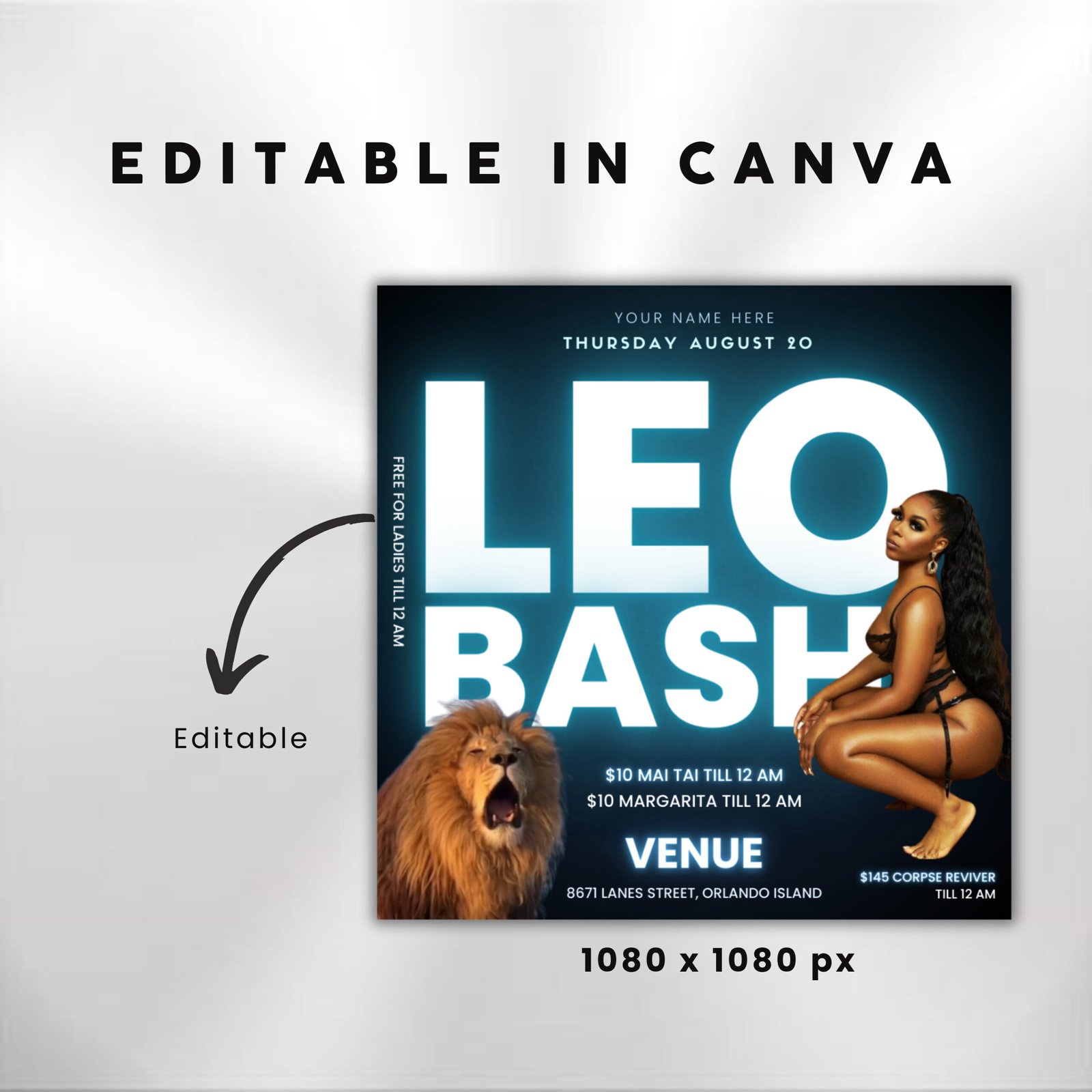 Leo Birthday Flyer Animated Birthday Invitation Birthday Girl - Image 3