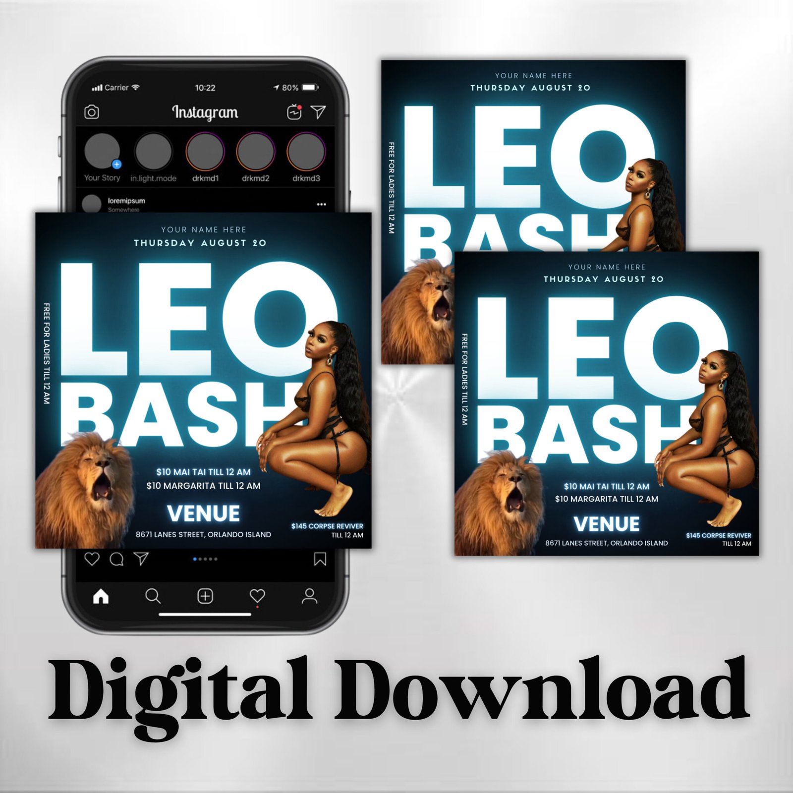 Leo Birthday Flyer Animated Birthday Invitation Birthday Girl - Image 2