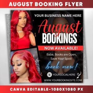 August Booking Flyer Appointent Available Flyer DIY Summer