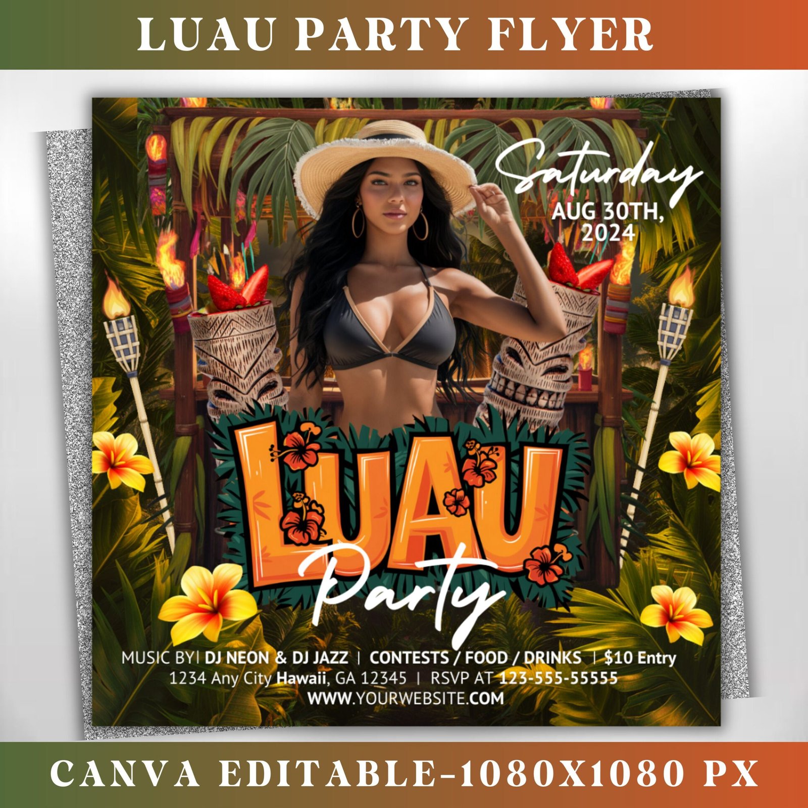 Luau Party Flyer Hawaiian Party Flyer Summer Beach