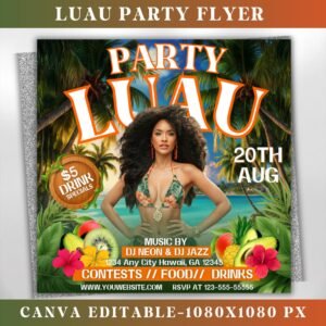 Luau Party Flyer Hawaiian Party Flyer Summer Beach