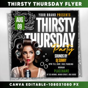 Thirsty Thursday Party Flyer Editable Thursdays Party Flyer