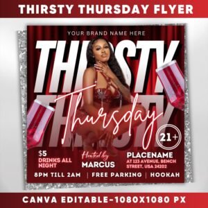 Thirsty Thursday Party Flyer Editable Thursdays Party Flyer