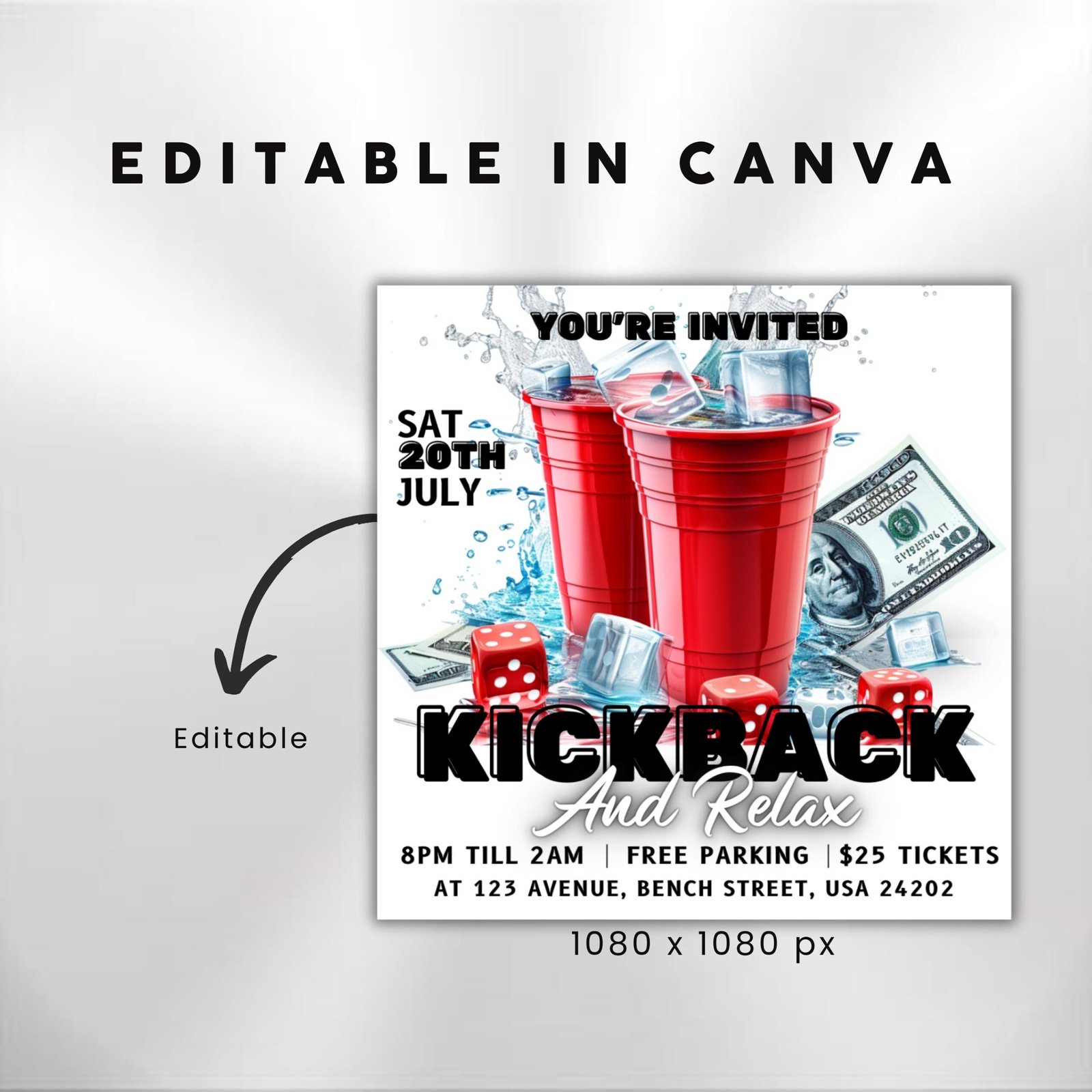 Kickback Party Flyer Editable Kickback Club Flyer Club - Image 3
