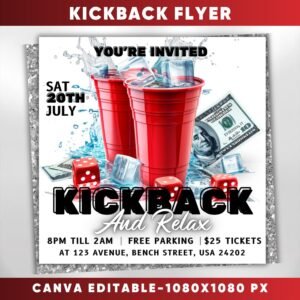 Kickback Party Flyer Editable Kickback Club Flyer Club