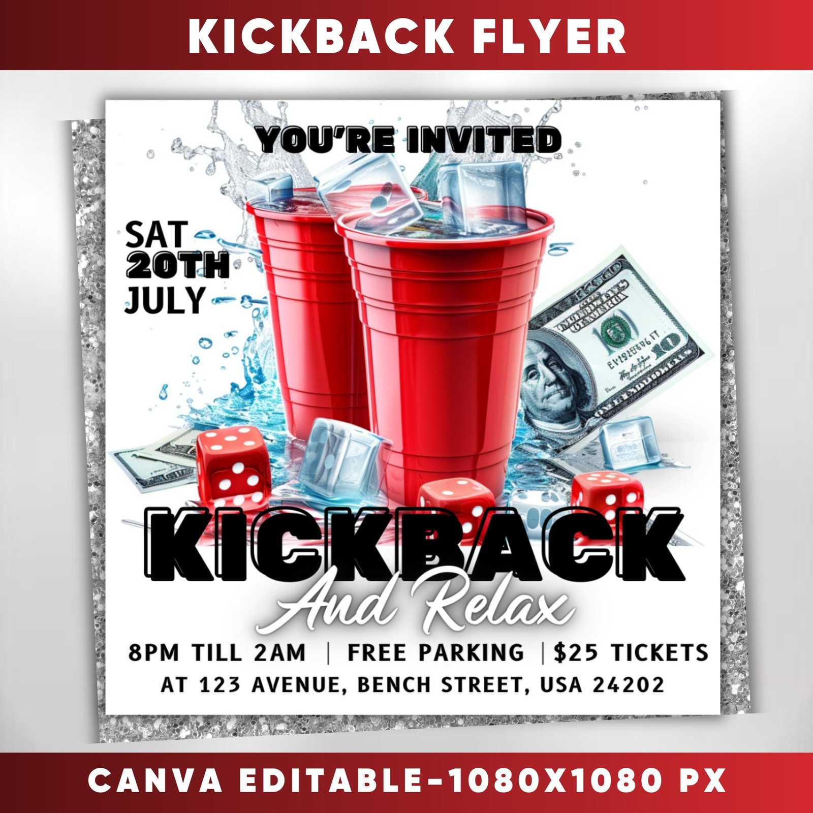 Kickback Party Flyer Editable Kickback Club Flyer Club