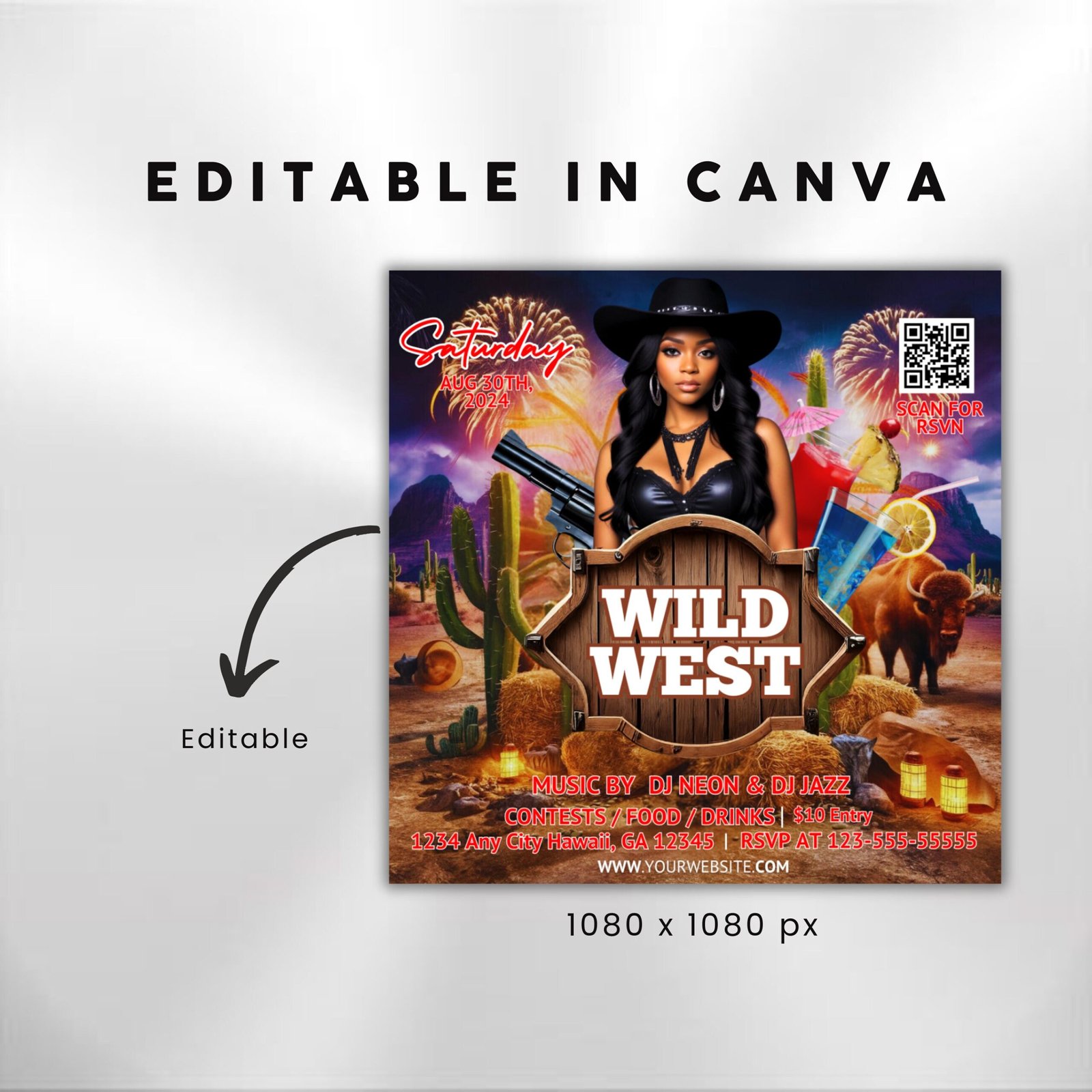 Western Party Flyer Night Club Flyer Summer Pool - Image 3