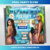 Wet And Wild Pool Party Flyer Summer Beach