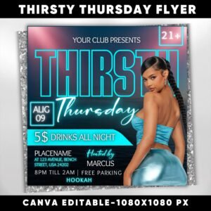 Thirsty Thursday Party Flyer Editable Thursdays Party Flyer