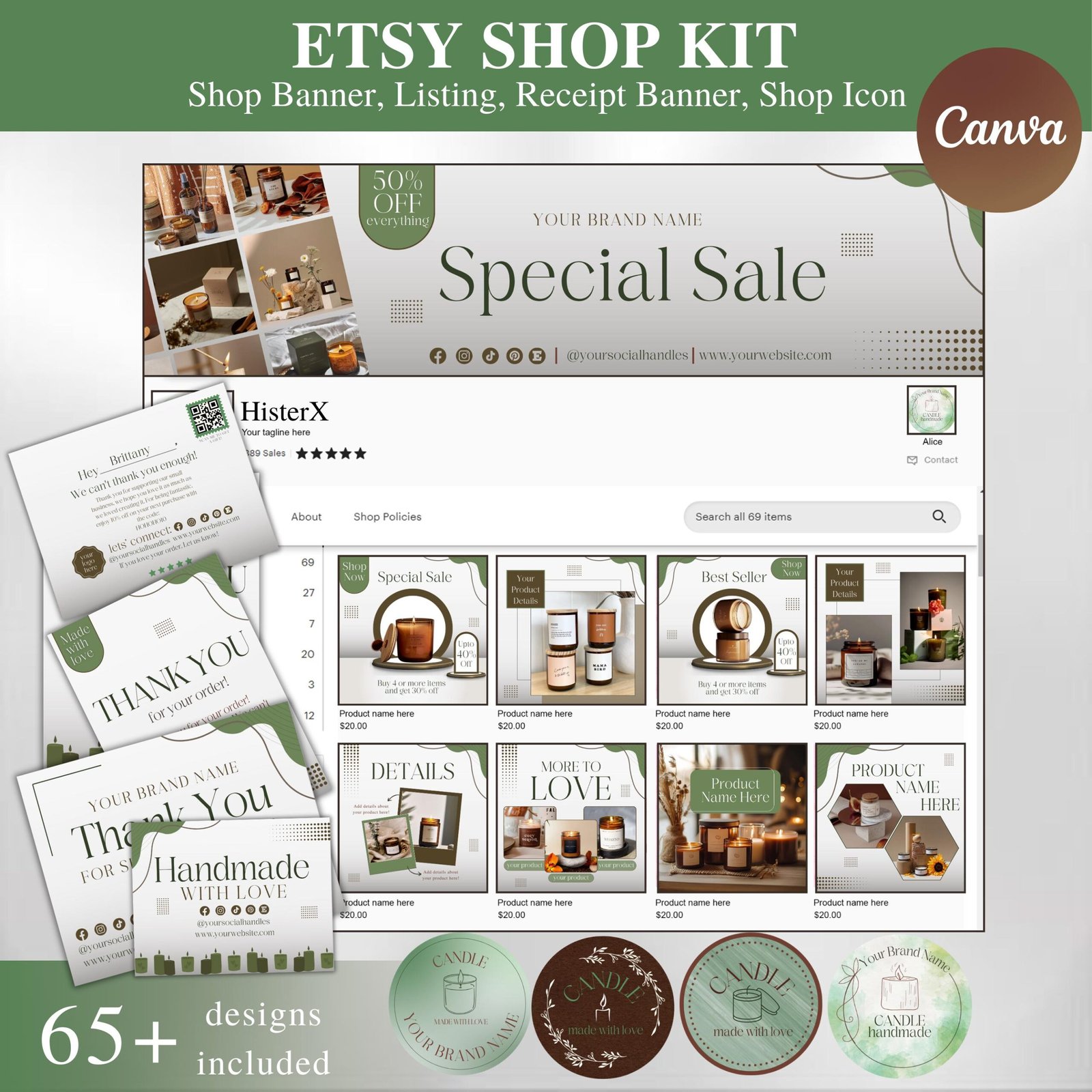 Etsy Shop Kit Etsy Candle shop Branding Kit