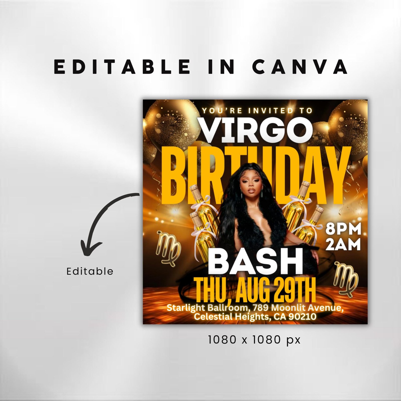 Virgo Birthday Flyer Birthday Girl Happy Birthday Flyer - Image 3