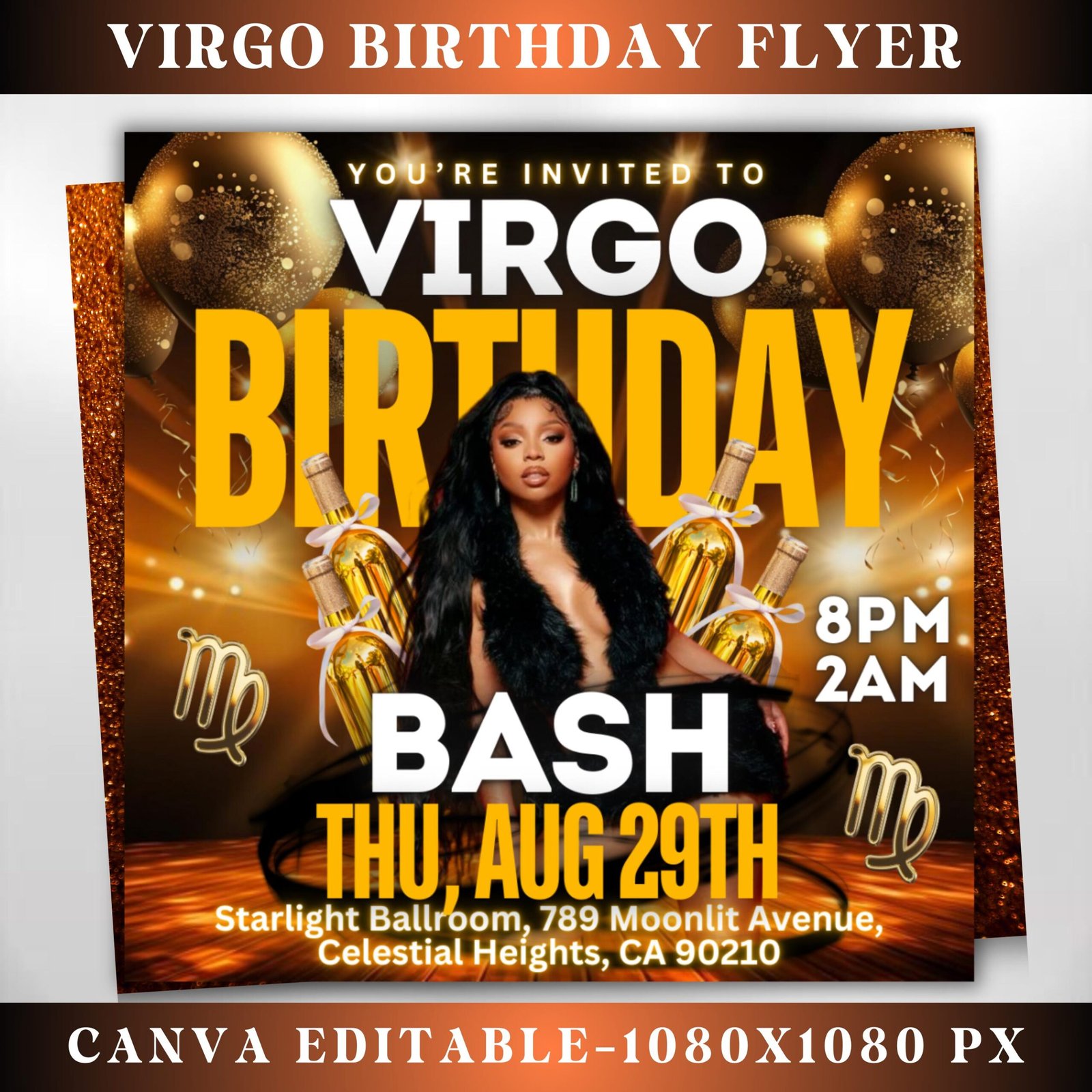 Virgo Birthday Flyer Birthday Girl Happy Birthday Flyer