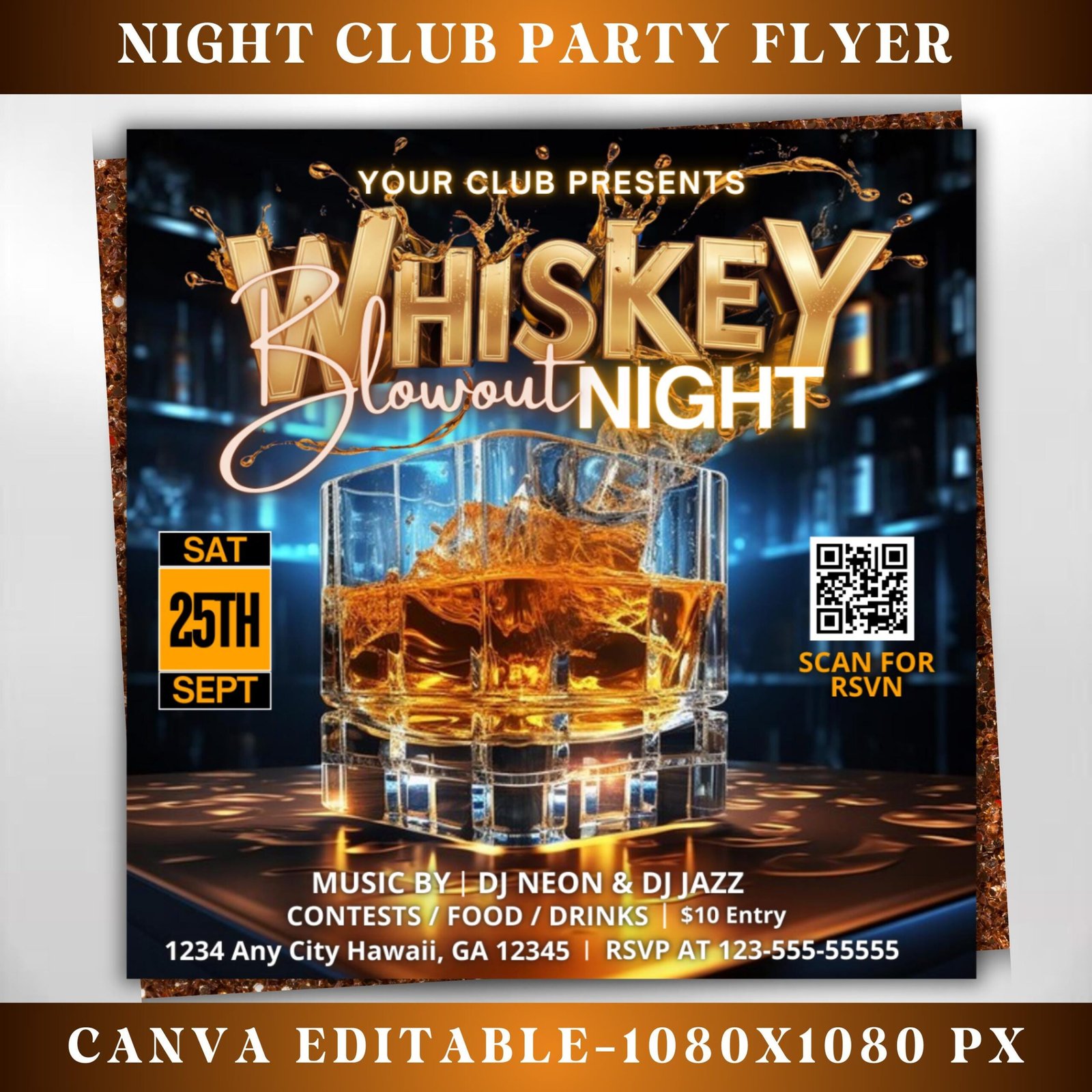 Whiskey Party Flyer Night Club Flyer DJ Party