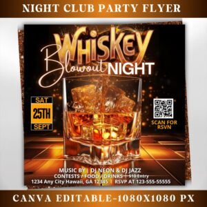 Whiskey Party Flyer Night Club Flyer DJ Party