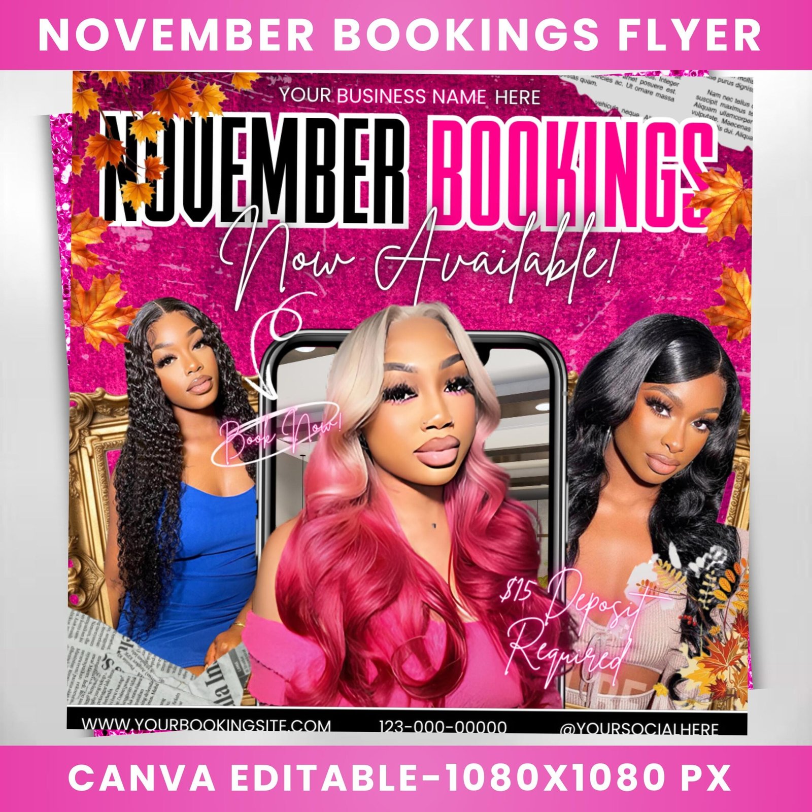 November Booking Flyer DIY Hair Lash Makeup Nail