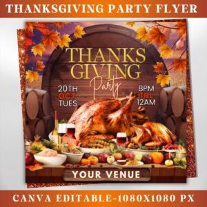 Thanksgiving Party Flyer Thanksgiving Club Invite Friendsgiving Dinner