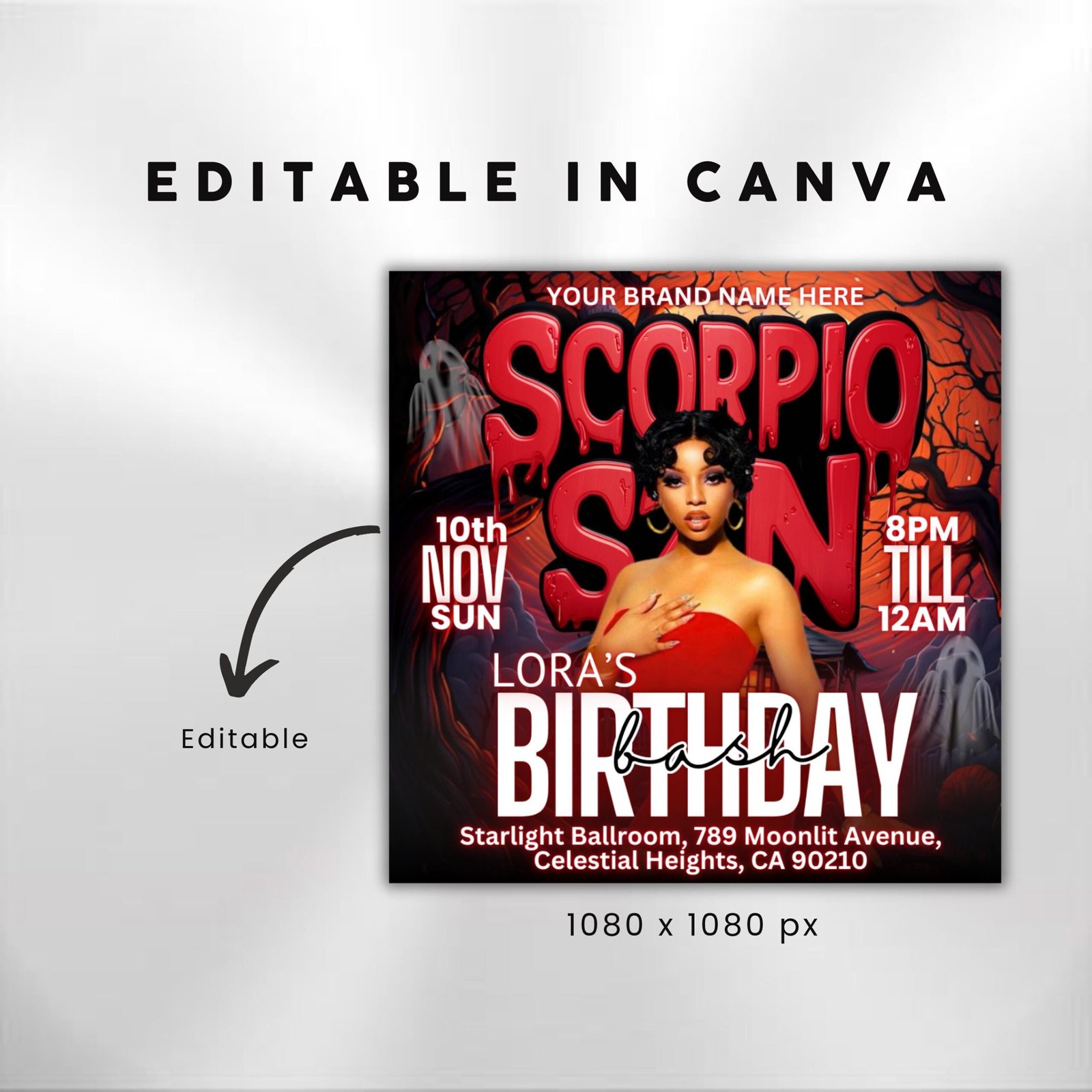 Scorpio Birthday Flyer Birthday Girl Happy Birthday Flyer - Image 3