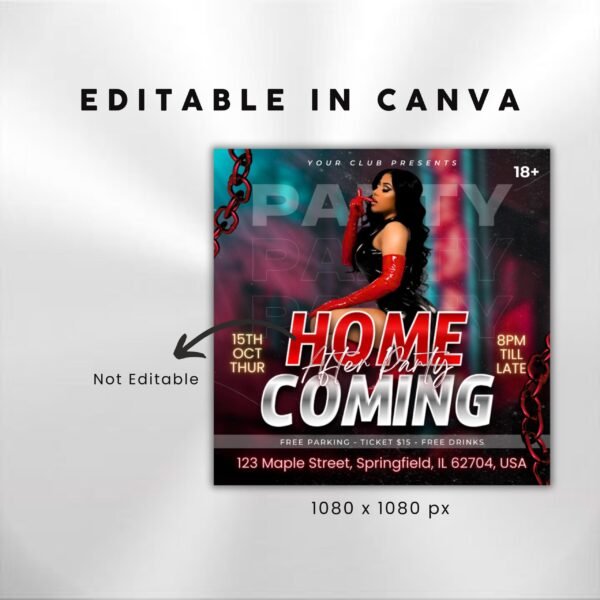 Editable Homecoming After Party flyer Canva template College - Image 3